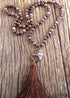 Boho Necklace, RH Rose Quart Amazonite, Oval Tassel Pink Natural Stone